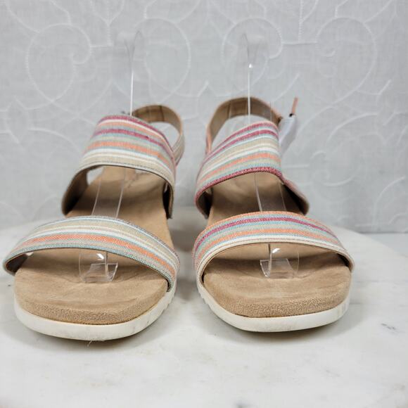 Abella Sicilia Wedge Sandals Womens 9 Pink Stripe Strap Cork Buckle Comfort - Picture 13 of 16